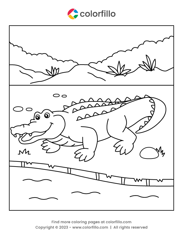 Free Online Crocodile Coloring Page colorfillo