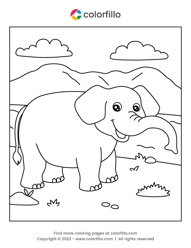 Free Online Elephant Coloring Page colorfillo