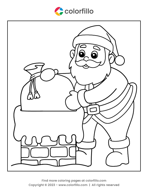 Free Online Christmas Santa With Chimney - colorfillo