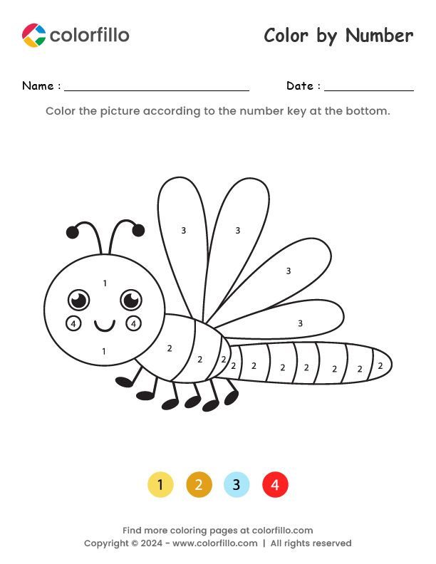 Free Online Dragonfly Color by Number - colorfillo