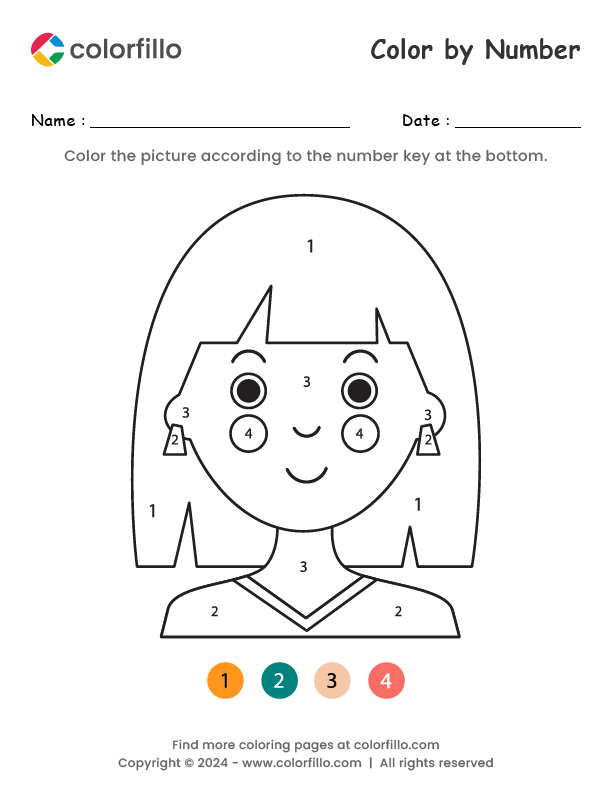 Free Online Girl Color by Number - colorfillo