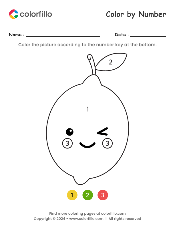 Free Online Lemon Color by Number - colorfillo