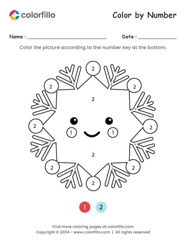 Free Online Snowflake Color by Number colorfillo