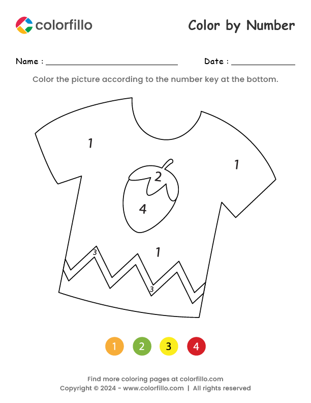 Free Online T-Shirt Color by Number - colorfillo