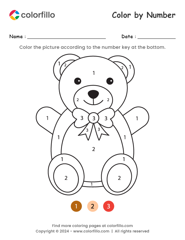 Free Online Teddy Bear Color by Number colorfillo