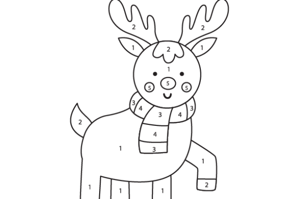Christmas Reindeer Color by Number