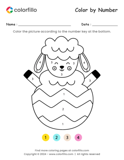 Easter Sheep Color by Number