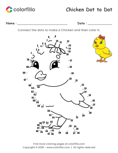 Chicken Dot to Dot Worksheet