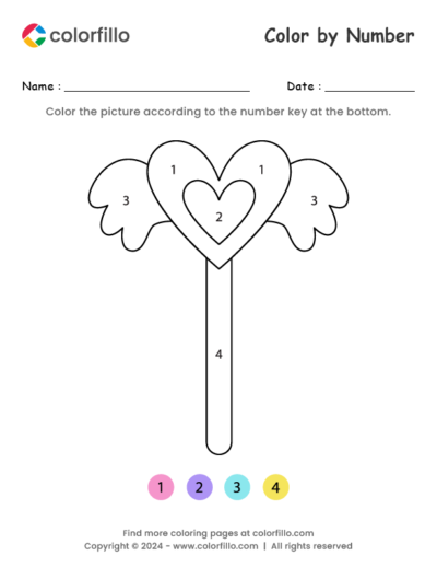 Heart Wand Color by Number