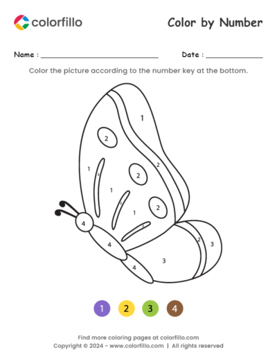 Cute Butterfly Color by Number