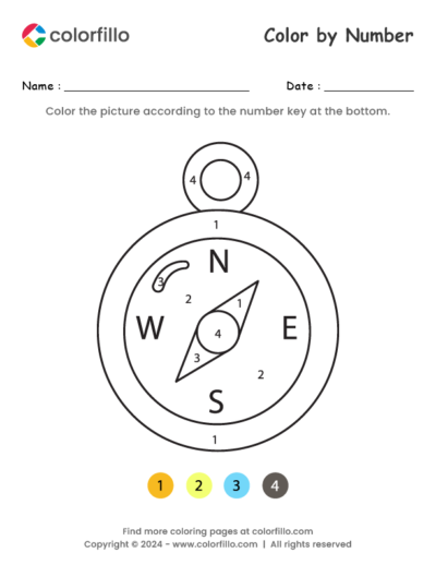 Navigation Compass Color by Number