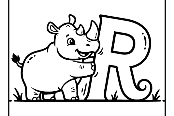Rhino Letter R Coloring Pages