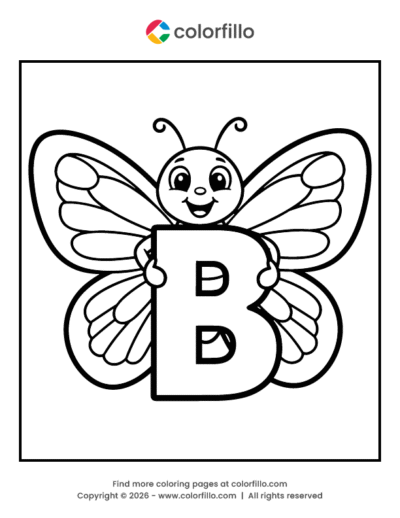 Butterfly Letter B Coloring Page