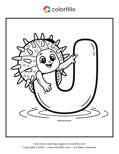 Urchin Letter U Coloring Page
