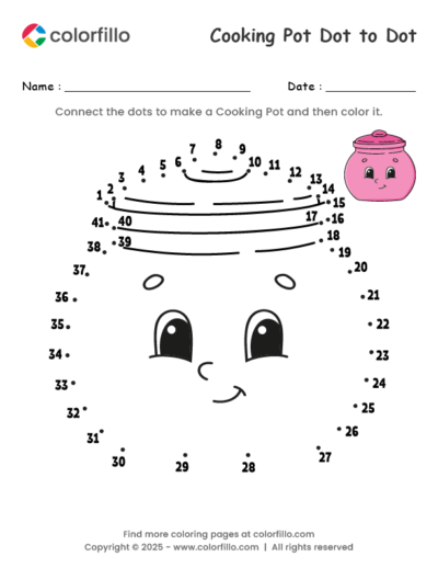 Cooking Pot Dot to Dot Worksheet