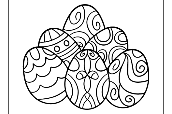 Six Easter Eggs Coloring Page