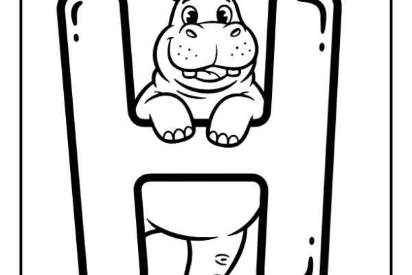 Hippo Letter H Coloring Pages