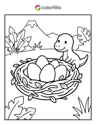 Dino Nest Coloring Page