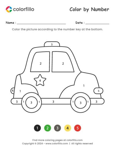 Police Car Color by Number