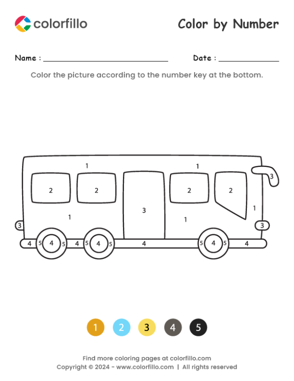City Bus Color by Number