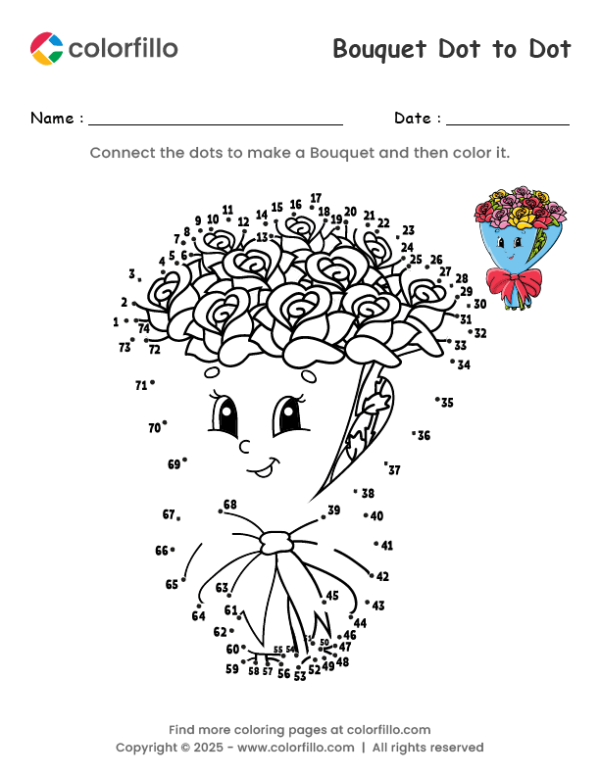 Bouquet Dot to Dot Worksheet