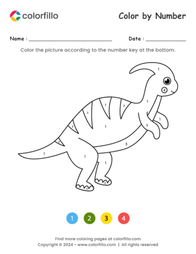Parasaurolophus Color by Number