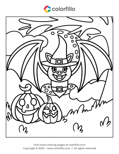 Vampire Bat Halloween Coloring Page
