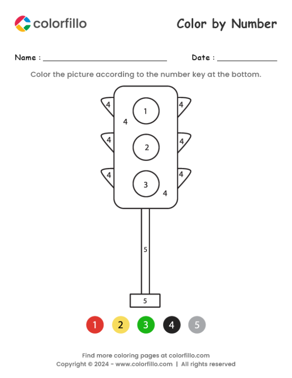 Traffic Lights Color by Number