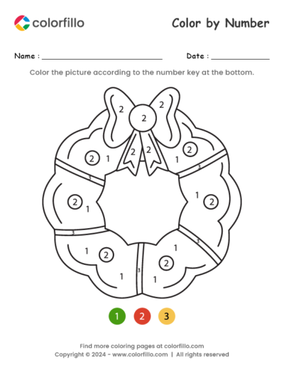 Xmas Wreath Color by Number
