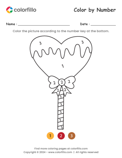 Heart Lollipop Color by Number