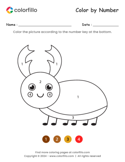 Stag Beetle Color by Number