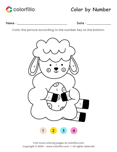 Cute Easter Lamb Color by Number