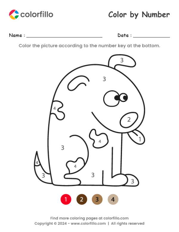 Cartoon Dog Color by Number