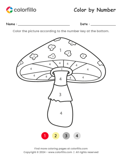 Amanita Mushroom Color by Number