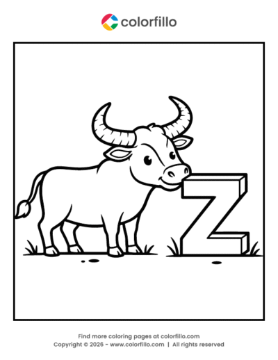 Zebu Letter Z Coloring Page