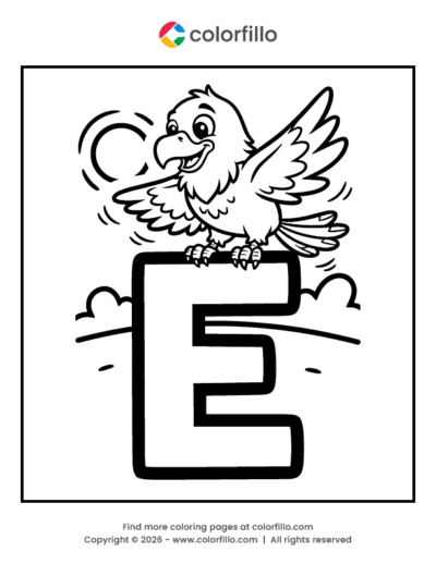 Eagle Letter E Coloring Page