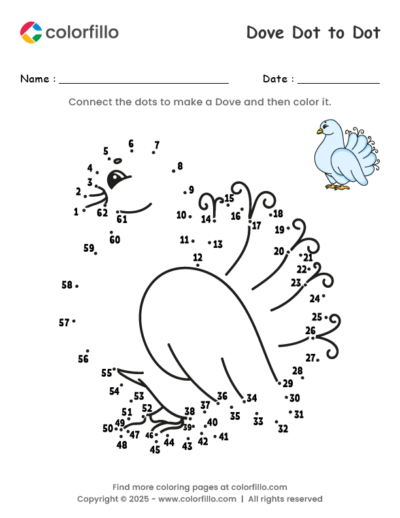 Dove Dot to Dot Worksheet