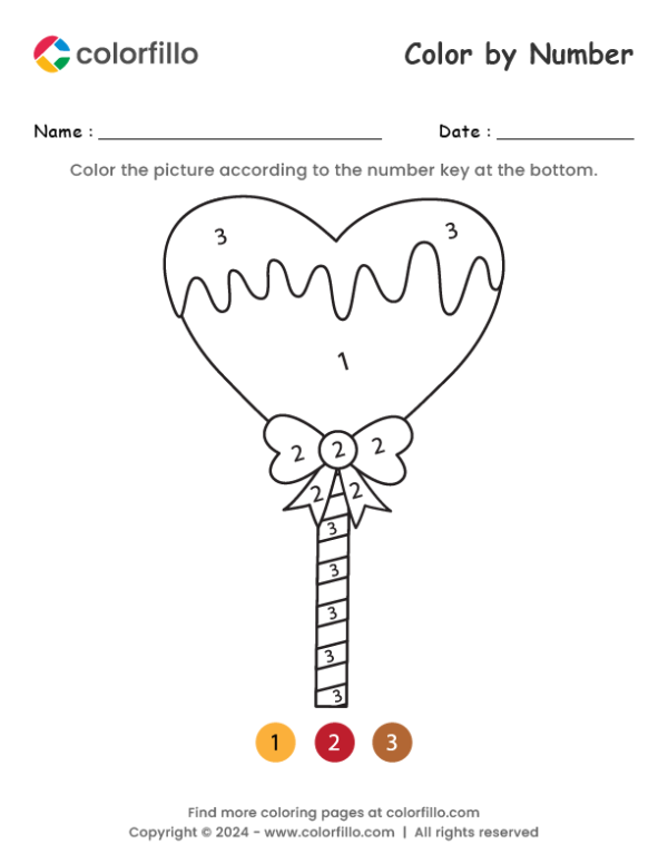Heart Lollipop Color by Number