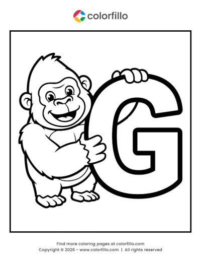 Gorilla Letter G Coloring Page