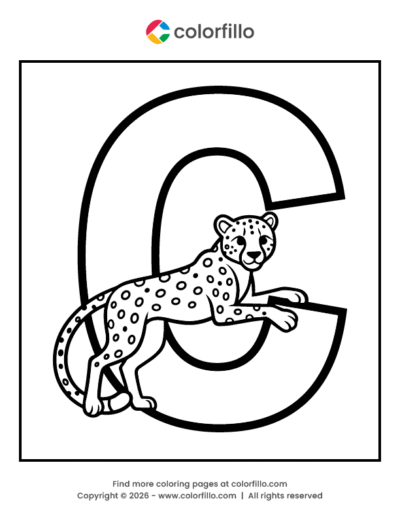 Cheetah Letter C Coloring Page