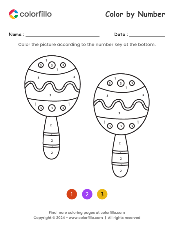 Mexican Maracas Color by Number