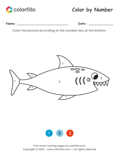 Cute Shark Color by Number