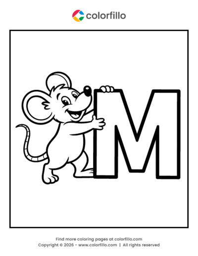 Mouse Letter M Coloring Page
