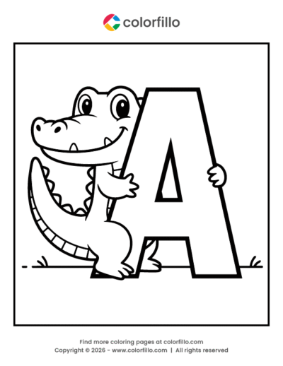 Alligator Letter A Coloring Page