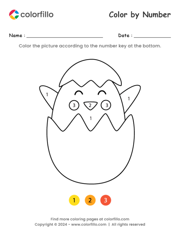 Easter Chicken Color by Number