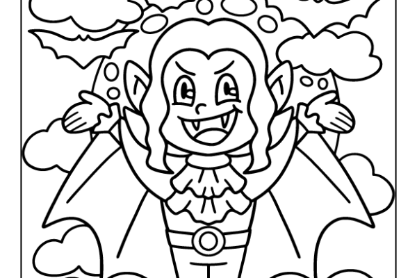 Vampire Girl Halloween Coloring Page