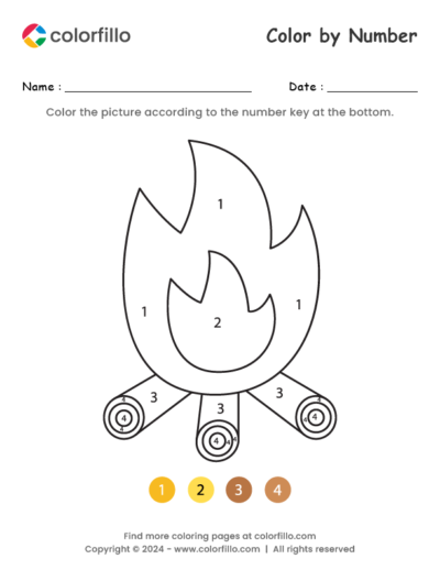 Camping Bonfire Color by Number