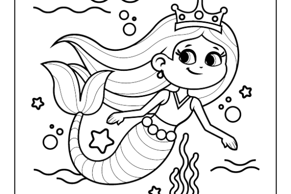 Princess Mermaid Coloring Page