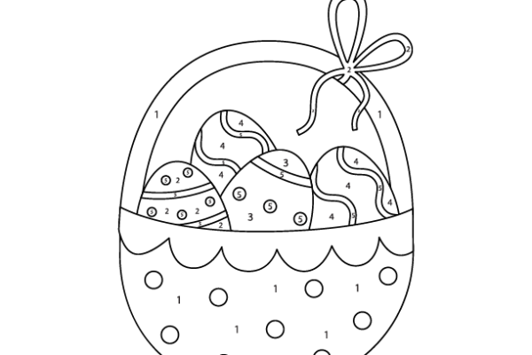 Cute Easter Basket Color by Number