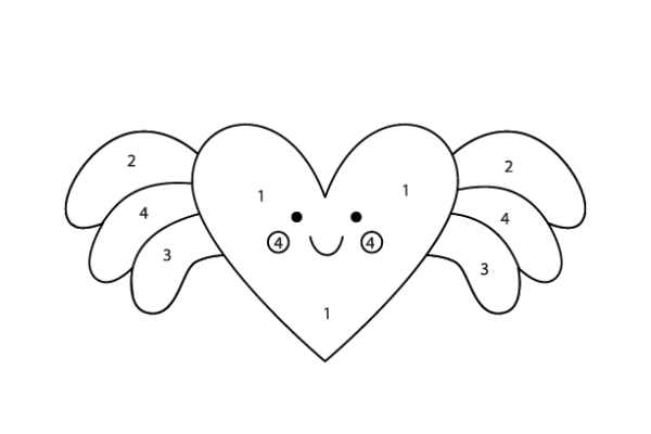 Flying Heart Color by Number